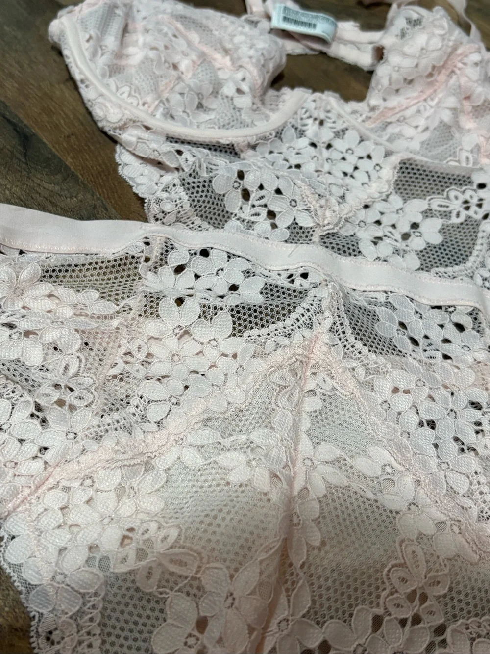 Forever 21 Blush Lace Longline Teddy Bodysuit
